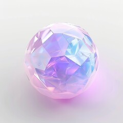 3D Render, Low Poly style of a glowing crystal orb, on isolated white background, Generative AI