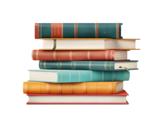 A stack of colorful vintage books stacked neatly, showcasing their textured covers and classic designs.