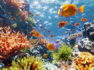 3D scuba diving adventure with coral reefs and colorful fish