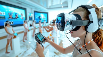 Metaverse job fair avatars exploring career opportunities Realistic photograph