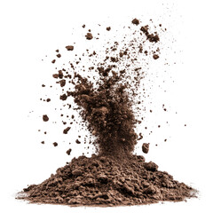 Abstract flying dust and debris, dirt cloud explode smoke cloud, a soft dust explode cloudy on transparent