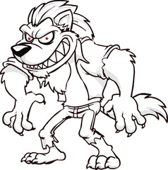 Vector illustration of Halloween mascot werewolf cartoon