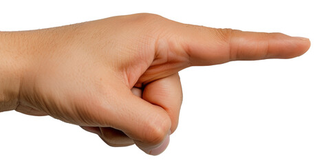 Hand pointing with index finger extended isolated on transparent background