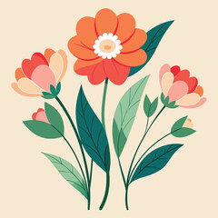 a drawing of flowers with leaves and leaves