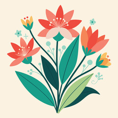 a drawing of flowers with leaves and leaves