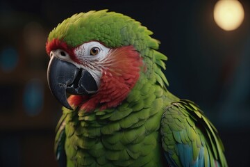 Fototapeta premium Close-up of a Green and Red Macaw's Head and Feathers