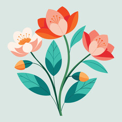 a drawing of flowers with leaves and leaves