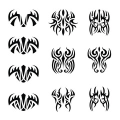 Modern abstract tribal tattoo set design vector