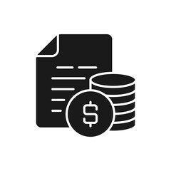 Money and paper. Financial statement, tax document, banknote flat icon isolated on white background. Vector illustration