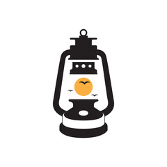 old light lantern legend logo design vector
