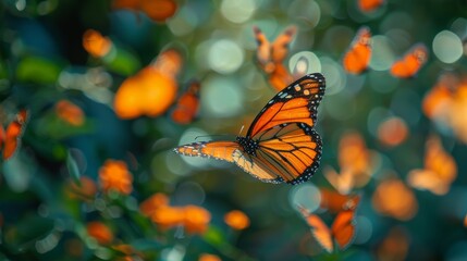 Bright Colored Butterflies Flying in the Park 