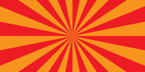 Abstract retro ray sunburst circle light and bright starburst wallpaper. red and orange vintage illustration vector sunshine texture. used for template and cartoon, ads texture background.
