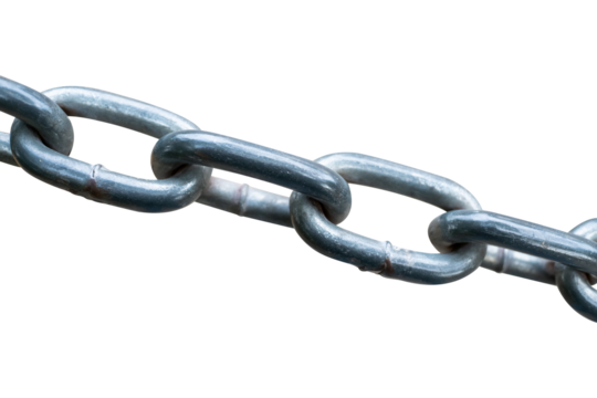 close up of a chain isolated on white