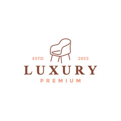 luxury chair simple line logo design vector