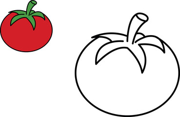 Coloring Page for Kids: Ripe Red Tomato
