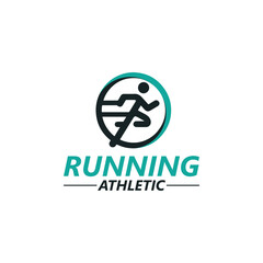 Obraz premium run logo, movement logo, athletics logo, running club logo, running man logo, marathon logo, running logo, runner silhouette vector logo design