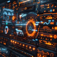 Obraz premium Futuristic Holographic Technology Interface for Digital Visualization and Interaction