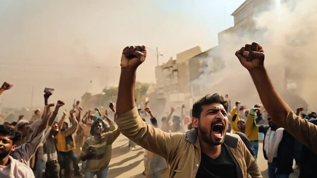 People protesting on a street