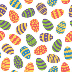 seamless pattern collection of colorful Easter eggs on a transparent background