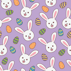 Fototapeta premium seamless pattern of cartoon rabbits and Easter eggs, suitable for children's product designs