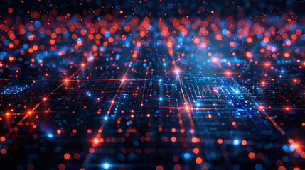 Fototapeta premium A blue and orange line with many small dots in between