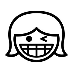 Smiley face woman icon in thin line style vector illustration graphic design