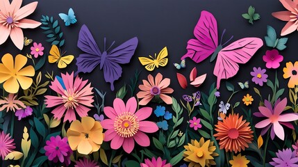 Colorful Paper Cut Flowers with Intricate Details and Designs