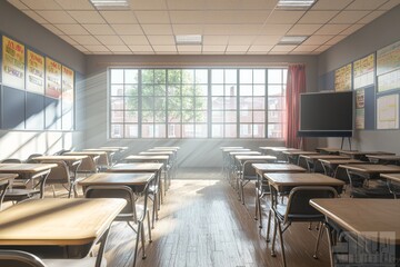 Empty School Classroom Interior created with Generative AI