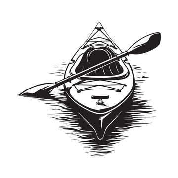 recommend clip art: Silhouette of a Kayak with a Paddle on white Background Stock Vector.