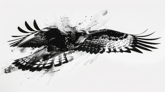 水墨画風の鷹の絵,Generative AI AI画像