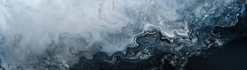 Abstract swirls of gray and white paint create a mesmerizing, textured background.