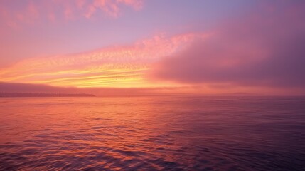 Fototapeta premium The sky at dawn blushes with hues of pink and gold, heralding the start of a new day.