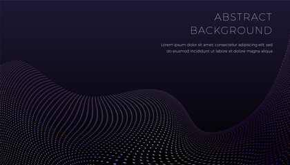 Abstract dark technology background with the wave of dots, vector eps10 illustration