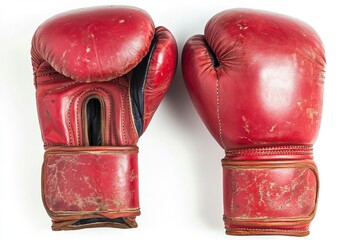 Pair of red leather boxing gloves, cut out , ai
