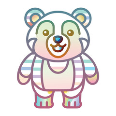 Obraz premium Cartoon Rainbow Bear with Striped Outfit