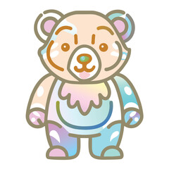 Obraz premium Cartoon Bear with Rainbow Colors and a Pink Nose