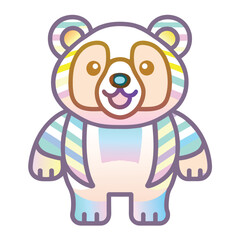 Obraz premium Cartoon Bear with Pastel Striped Clothing