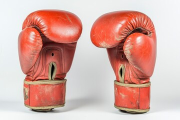 Pair of red leather boxing gloves, cut out , ai