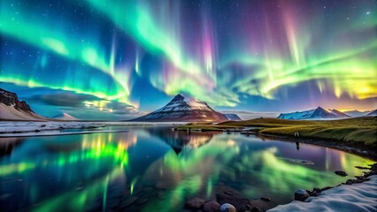 iceland aurora landscape background wallpaper