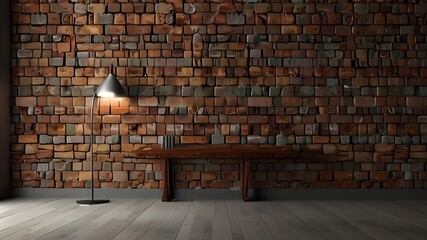 3d wallpaper interior with a room. 3d image. A brick wall with an entrance to a room with stones. Generative AI