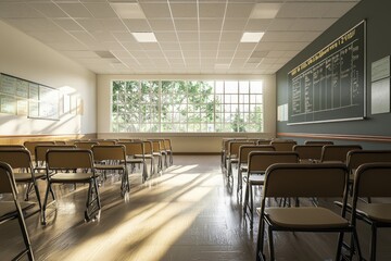 Empty School Classroom Interior created with Generative AI