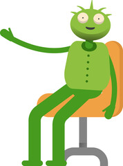 Cute Monster Character Sitting on Office Chair
