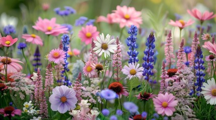 Obraz premium Flower Background: Colorful Flower Garden with Beautiful Flowers 