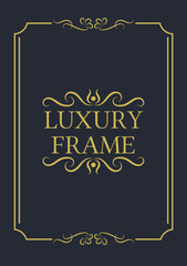 Golden luxury vintage ornament frame vector template