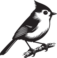 Tufted titmouse bird silhouettes vector illustration © Mohaiminul