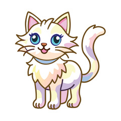 Fototapeta premium Cute White Kitten With Pastel Fur And Blue Eyes