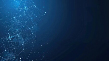 Abstract background with polygonal lines and dots on dark blue, technology or digital marketing concept. Illustration