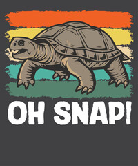 Obraz premium Vintage oh snap common snapping turtle T-shirt design vector, common, snapping, turtle, lovers, vintage, design, reptile, t-shirt, reptiles
