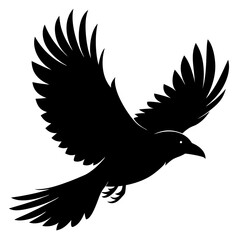 Flying crow silhouette vector illustration