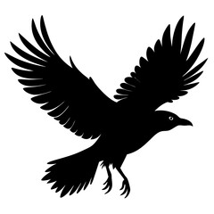 Flying crow silhouette vector illustration